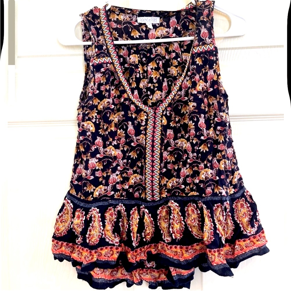 PATRONS OF PEACE Floral Sleeveless Top